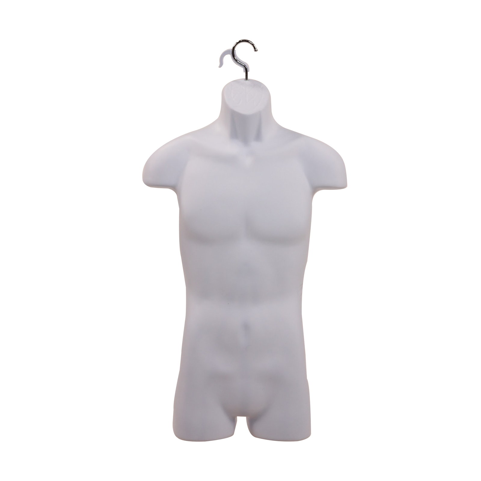 Male Molded White Shapely Torso Form With Hook – Fits Men’s Sizes S-L