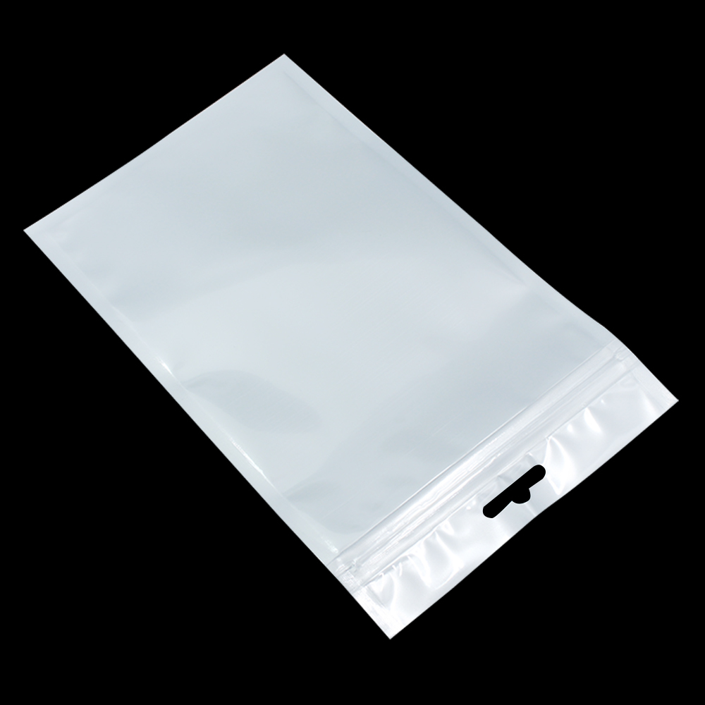 White Clear for Zip Hang Hole Plastic Lock Bags Package Pouch Reclosable Jewelry