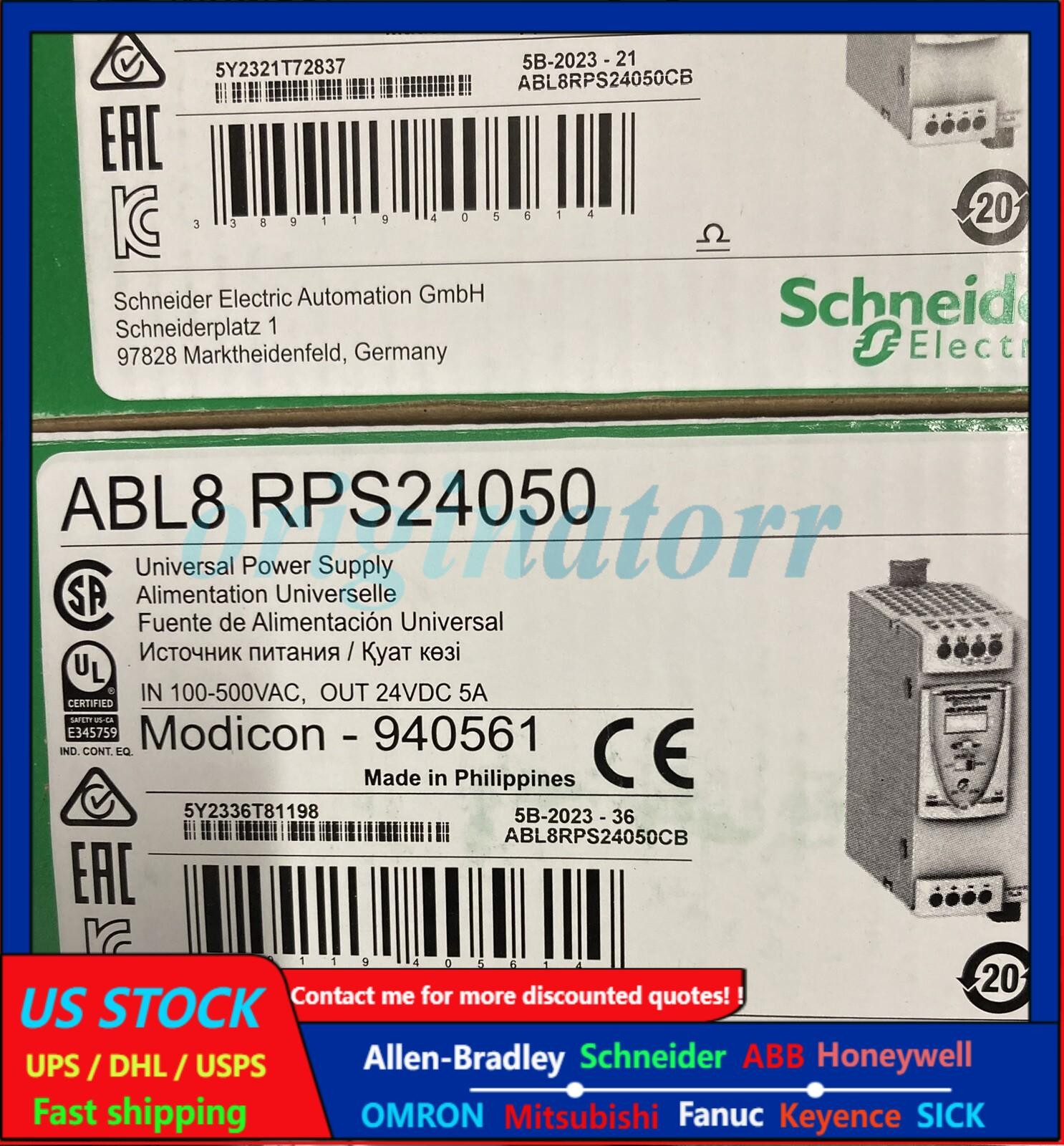 New In Box Schneider ABL8RPS24050 24V 5A Power Supply