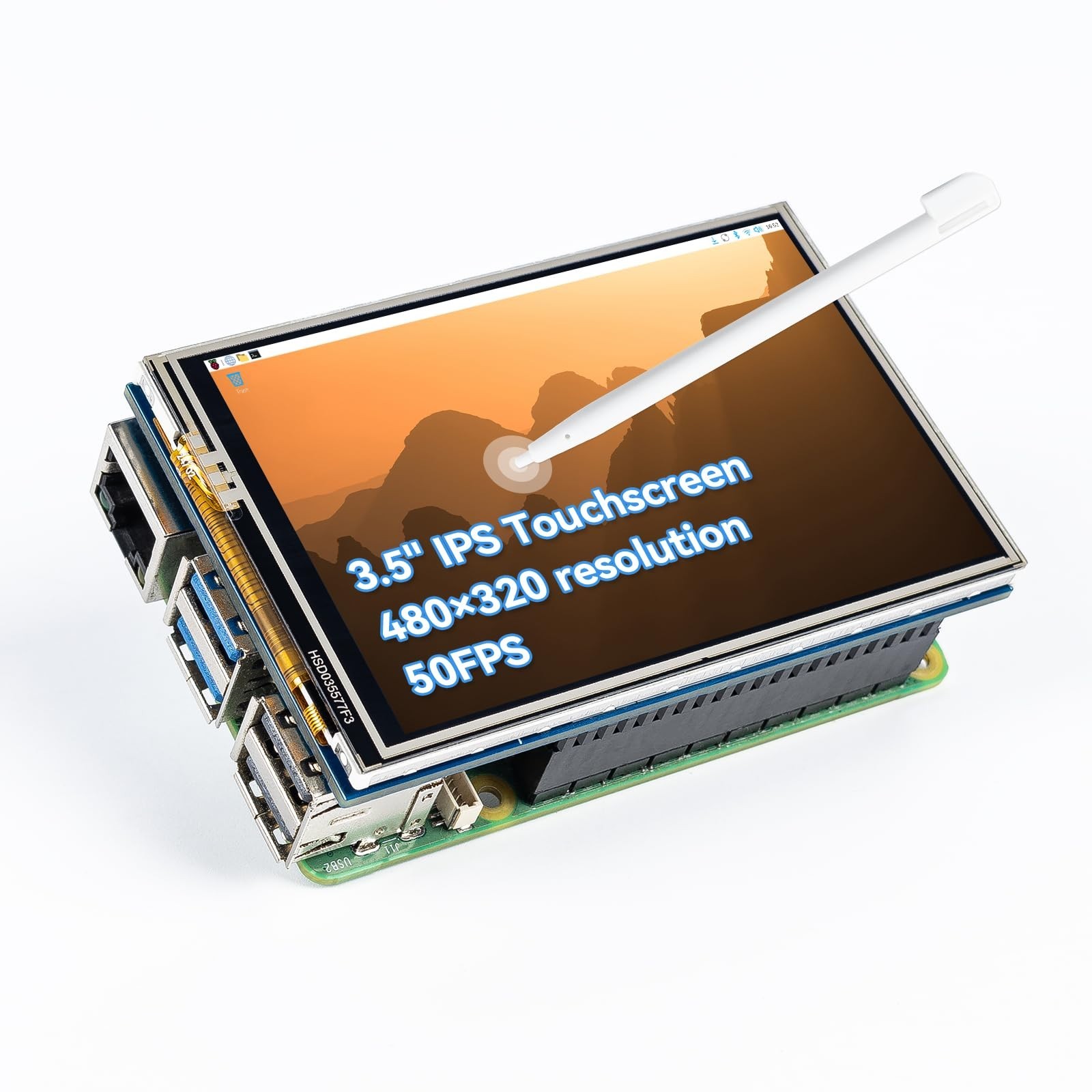 3.5″ Touch Screen IPS LCD Monitor for Raspberry Pi 5/4B/3B+/Zero 2W, 50 FPS, 65K