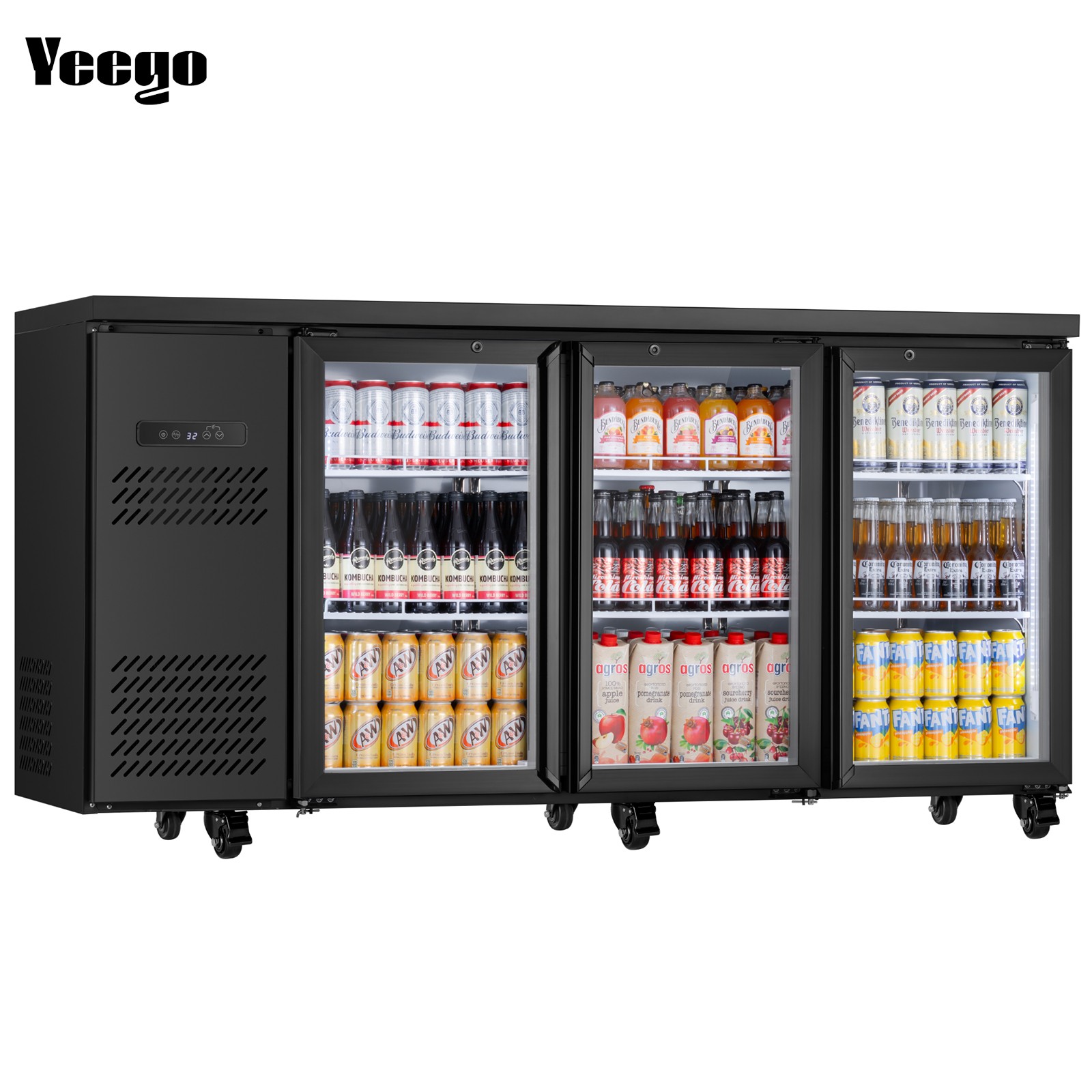 Yeego 19.6 Cu.Ft Commercial Back Bar Cooler with Glass Door for Beverages Black