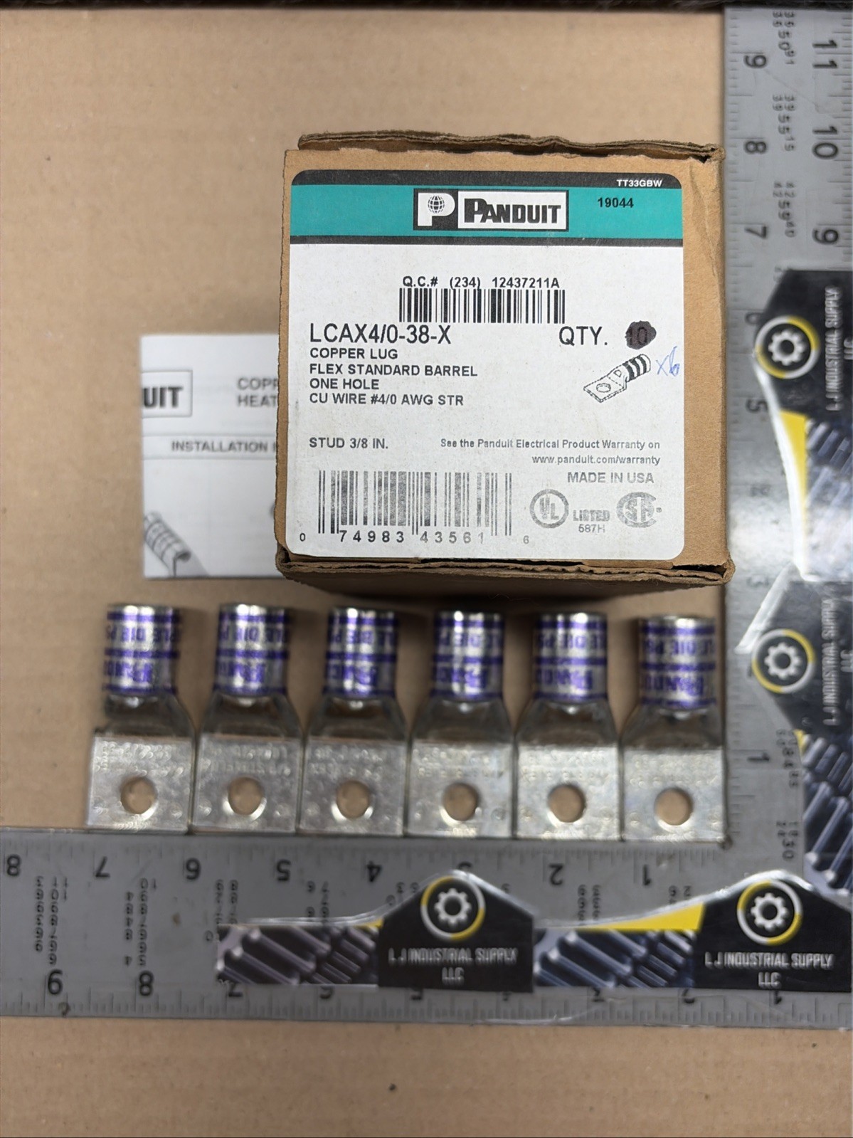 NEW [Qty-6] PANDUIT LCAX4/0-38-X Flex Copper Compression Lugs _Purple Die P54-15