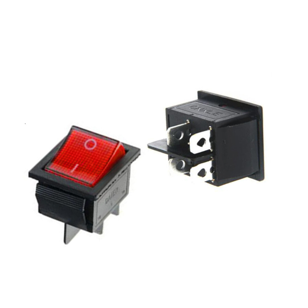 2 PCS Red Button On-Off 4 Pin DPST Boat Rocker Switch For 16A 250V 20A 125V AC