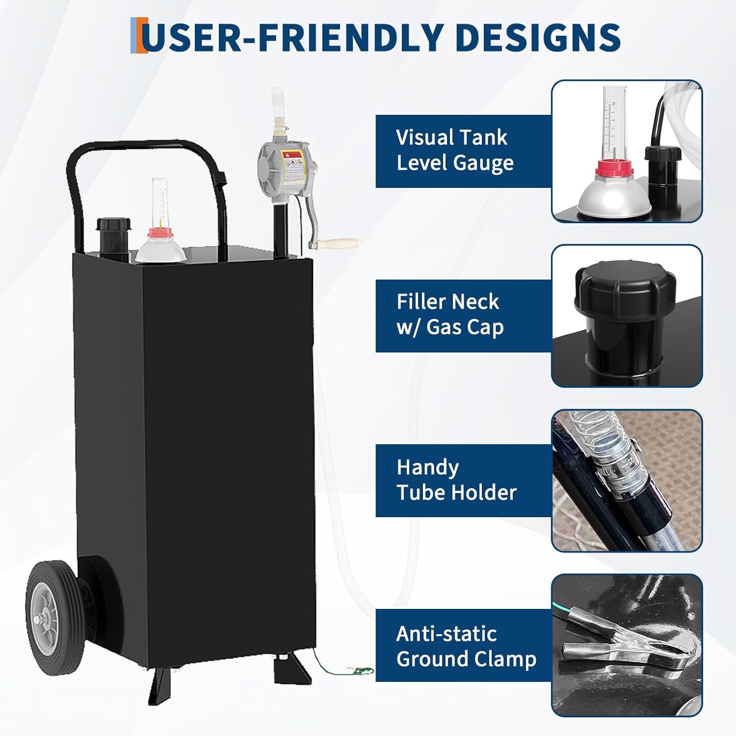 30 Gallon Fuel Caddy Fuel Storage Tank, Gasoline Diesel Fuel Container with Pump