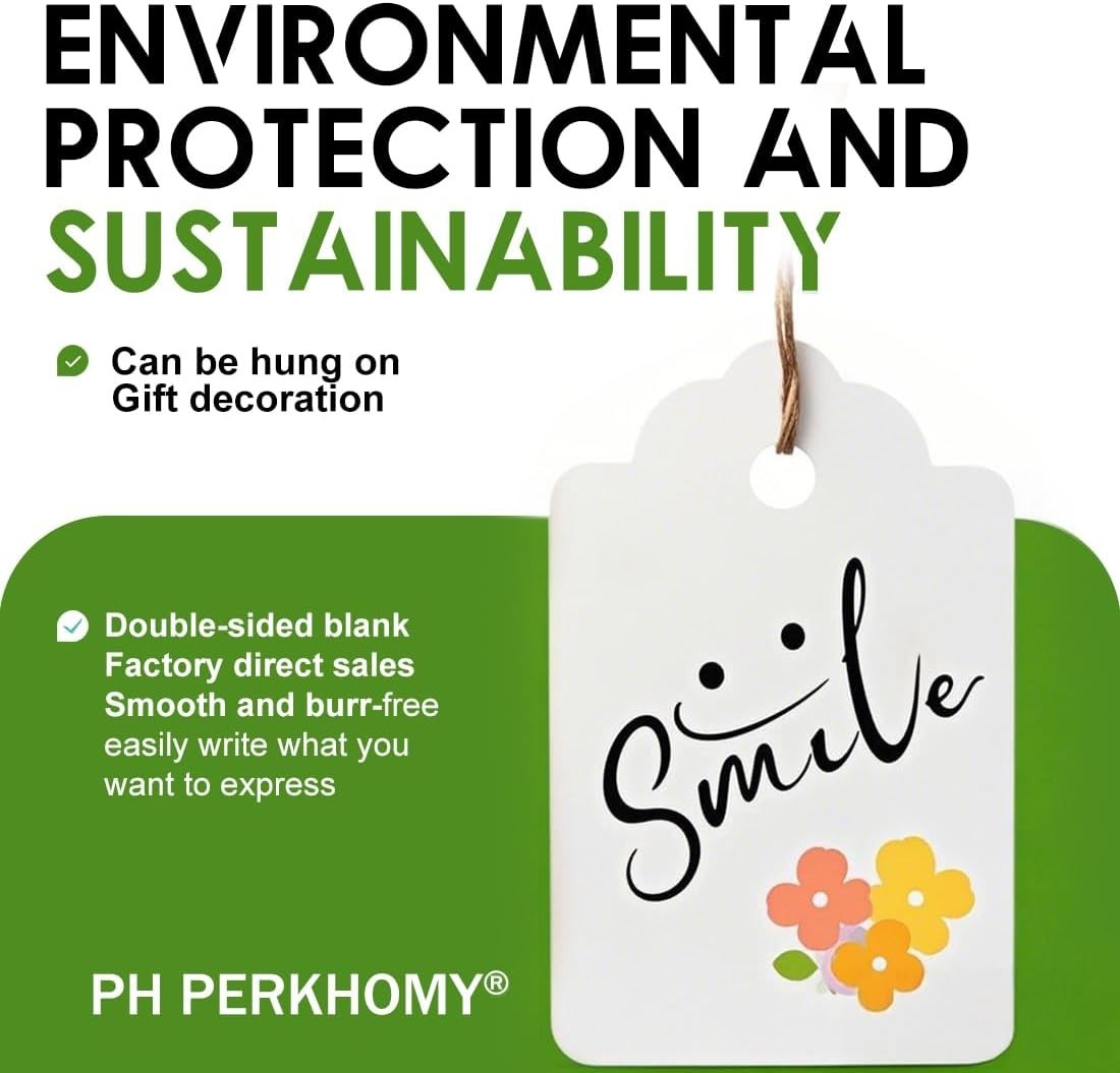 PH PERKHOMY 180 Pcs Gift Tags with String Attached Kraft Paper Blank for Price