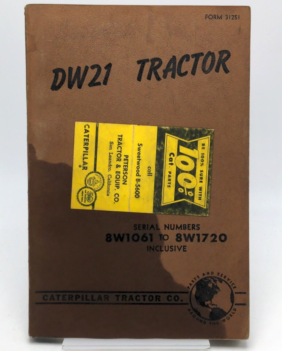 CAT Caterpillar DW21 TRACTOR Parts Catalog Book Manual S/N: 8W1061 – 8W1720