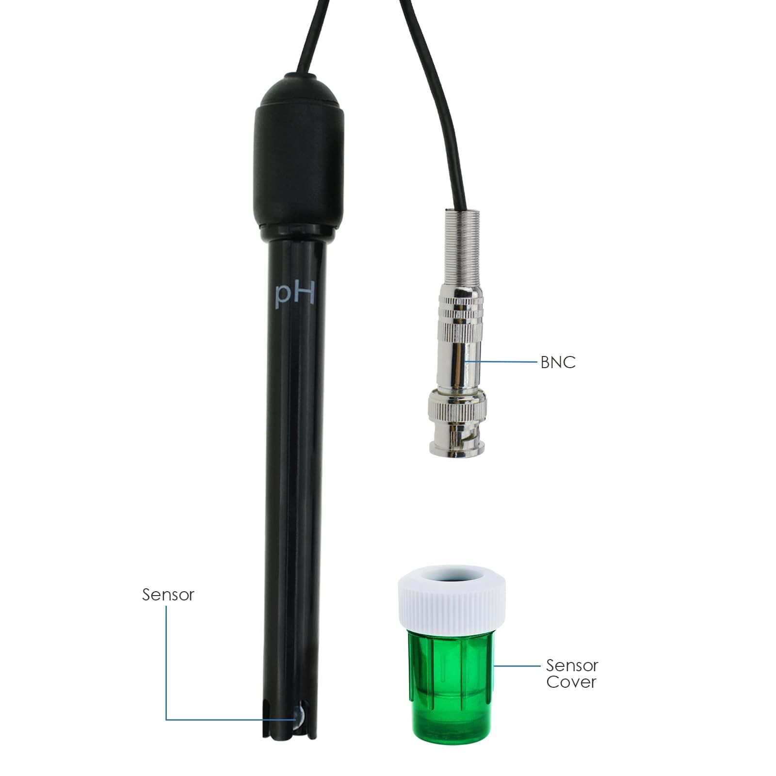 0-14 pH Electrode Probe, Meter with Replacement BNC 300 Cm