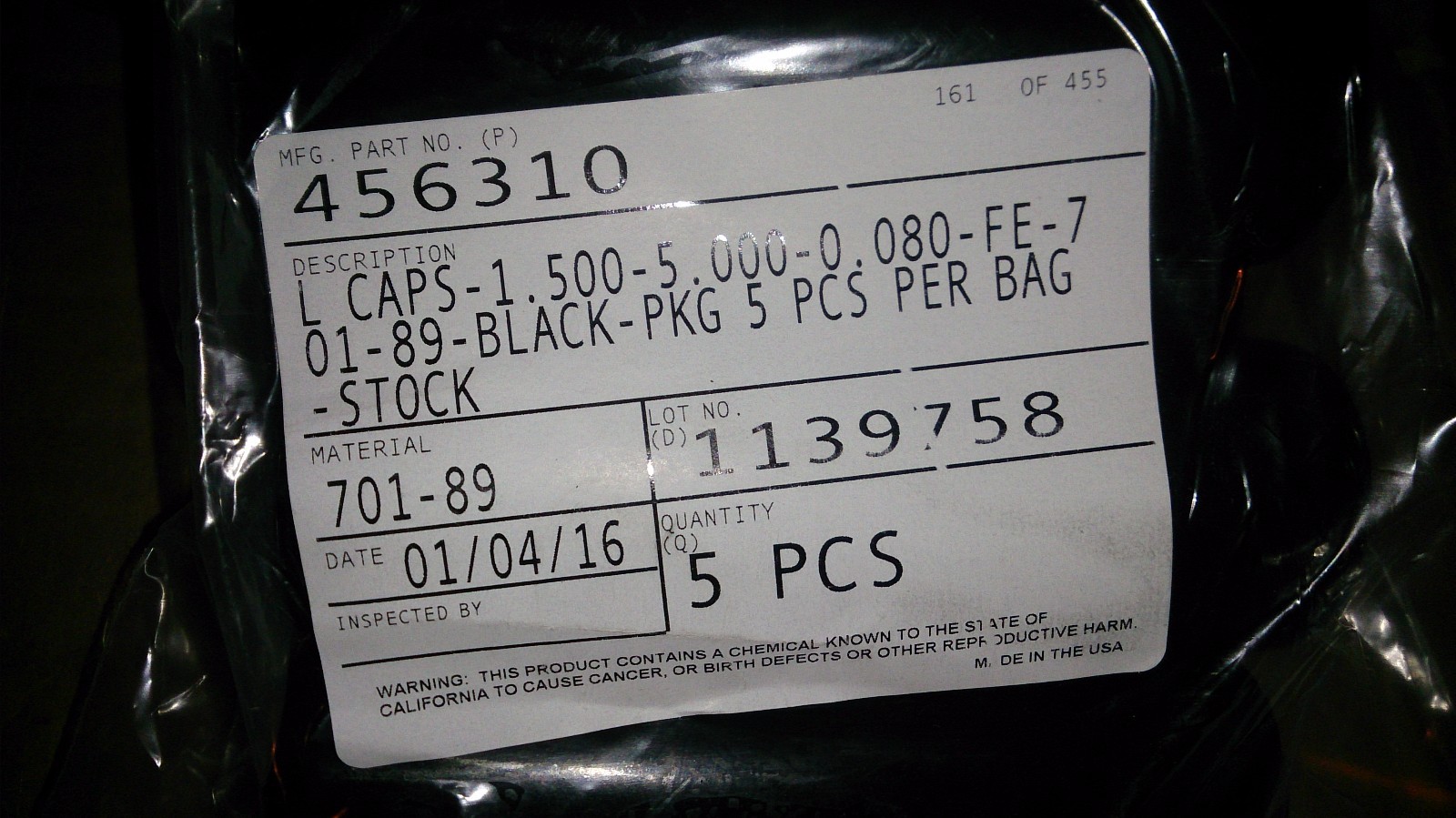 Bag of 5 Long Push-On Pliable Vinyl Caps 1.500″ X 5.000″ BLACK LONG CAP