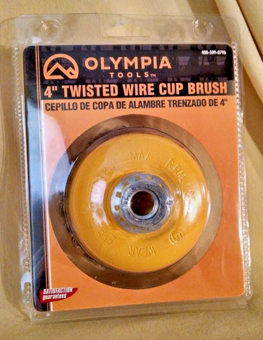 TWISTED WIRE CUP BRUSH 4 INCH NEW OLYMPIA TOOLS 400-509-0796 0.5 MM RPM 8500.