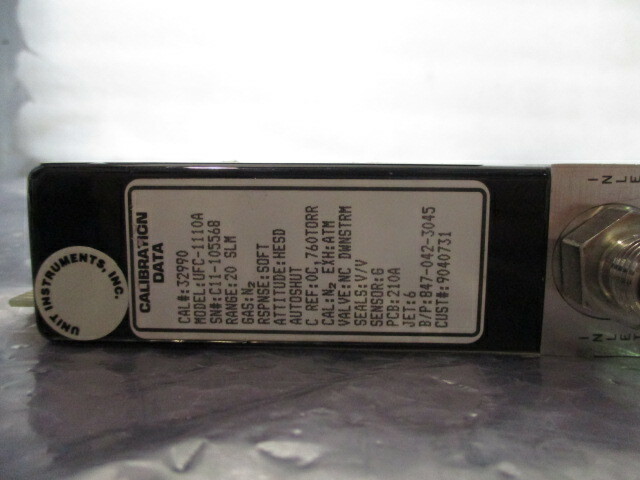 UNIT UFC-1110A Mass Flow Controller, MFC, N2, 20 SLM, 421254