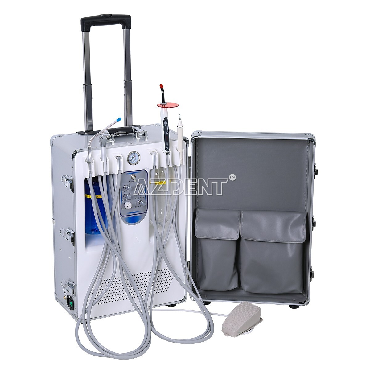Portable Dental Mobile Delivery Unit Cart Air Compressor+Low Speed Handpiece Kit