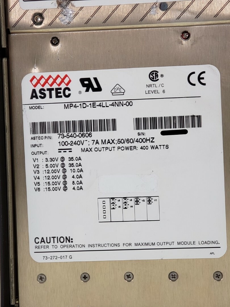 ASTEC Industrial Power Supply – MVP Series MP4-1D-1E-4LL-4NN-00 PN: 73-540-0606