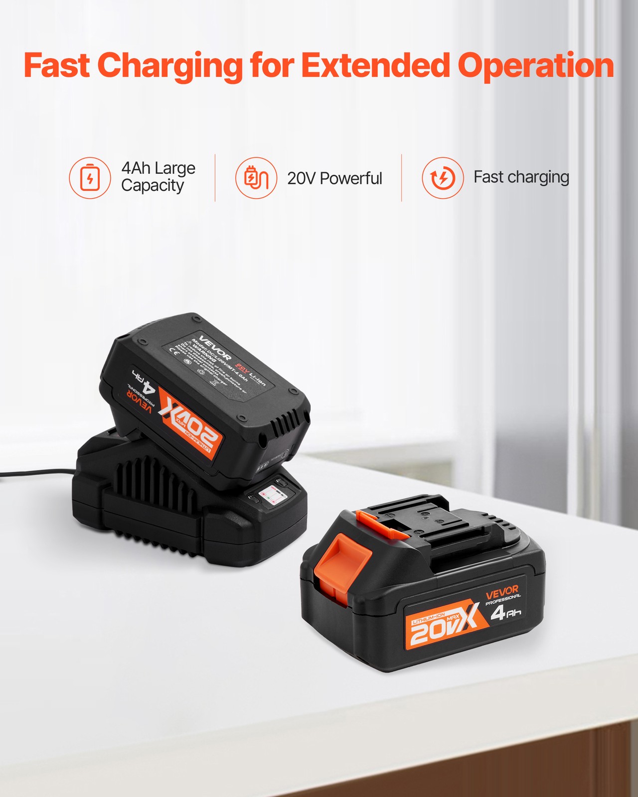 VEVOR 20V SDS-Plus Brushless Cordless Rotary Hammer Drill Kit 1.1 In 1200RPM