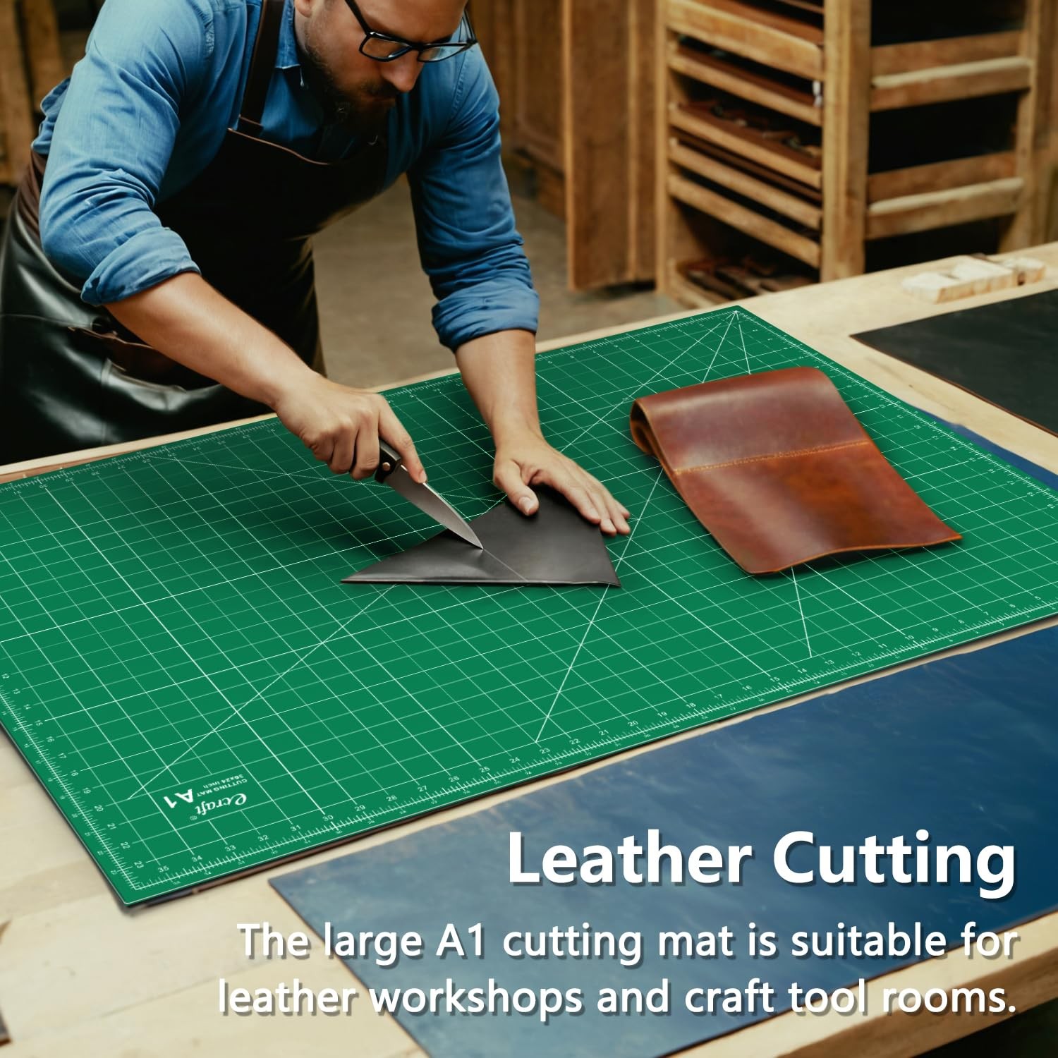 Ecraft 24″x36″ Self-Healing Sewing Mat: Large Double Sided 36″L x 24″W, Green
