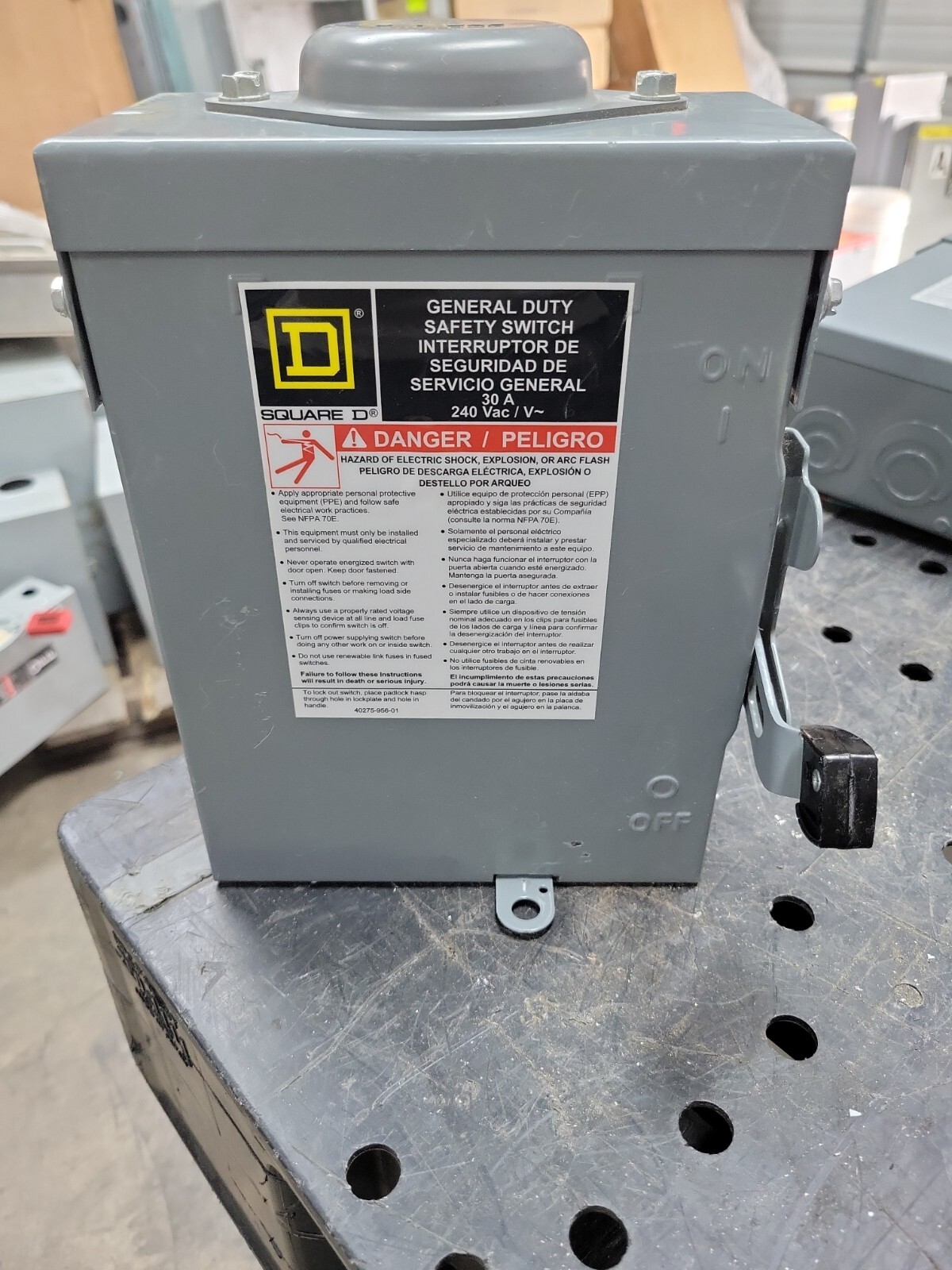 1- Square D D221NRB General Duty Safety Switch 30A 240VAC Type 3R Enclosure USED
