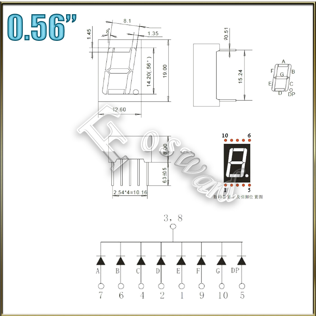 Seven 7 Segment LED Display 0.56″ 0.36 Inch Red 1 2 3 4 Digits Anode Cathode