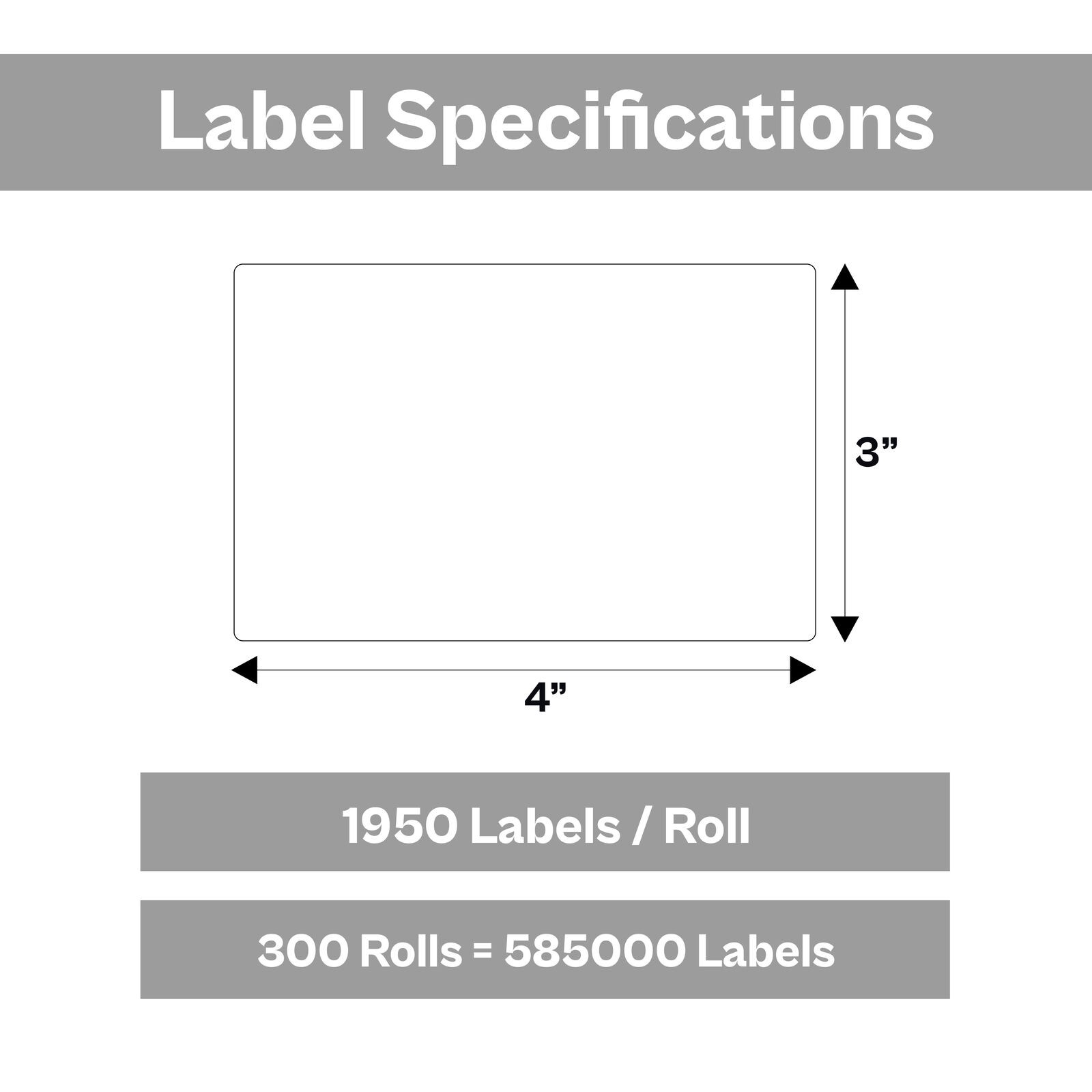 300 Rls/1950 Labels 4×3″ Direct Shipping Thermal Labels White No Ribbon Required