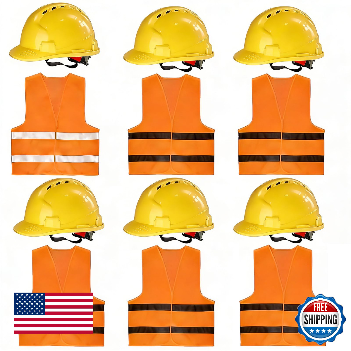 Bailiyake 4 Pt. Suspension Hard Hat Safety Vests Bulk Safety Helmets Adjustable