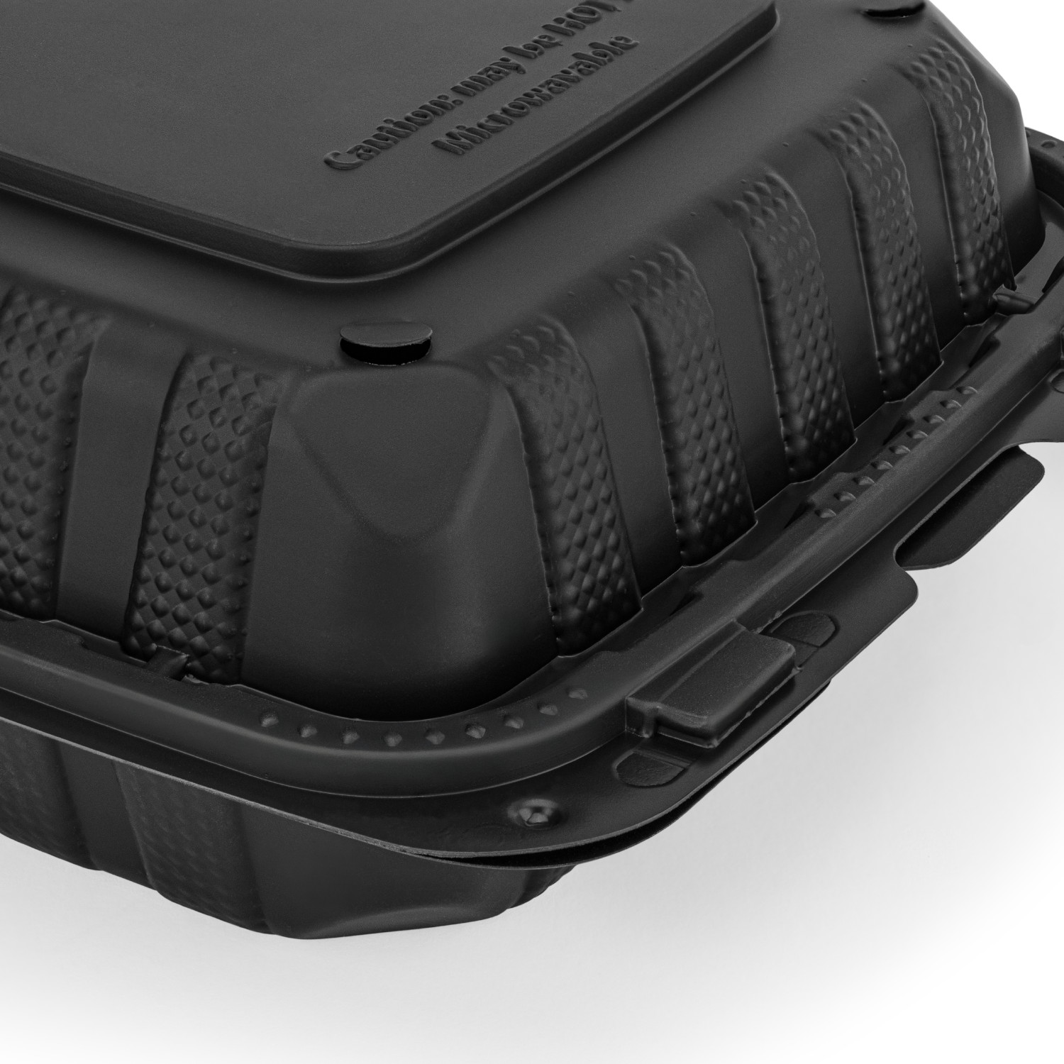 Karat Earth 8″ x 8″ Mineral Filled PP Hinged Container, 1 compartment – Black
