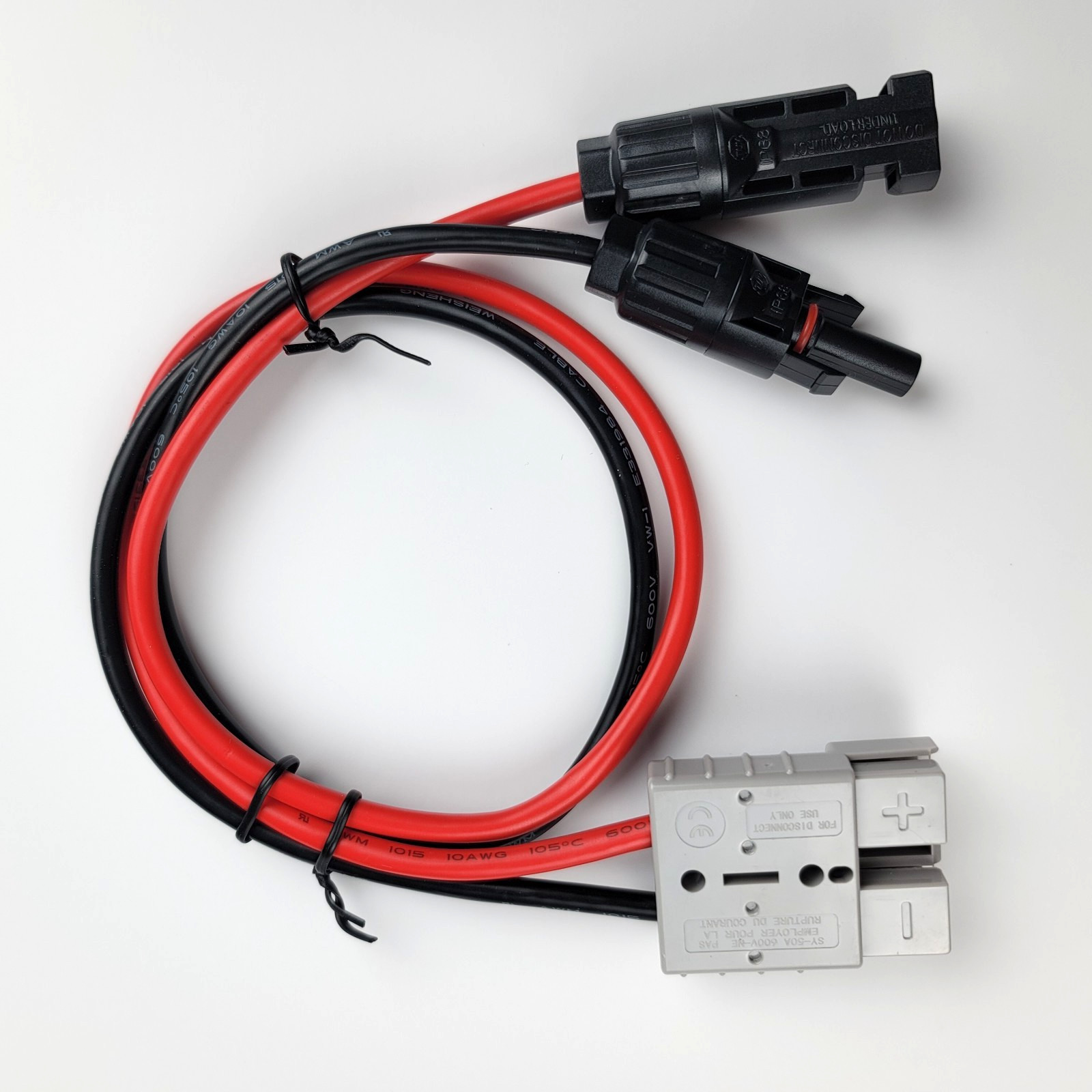 Solar Panel MC4 to Anderson SB50 Adapter Cable 10AWG 50A 600V Connector 2FT