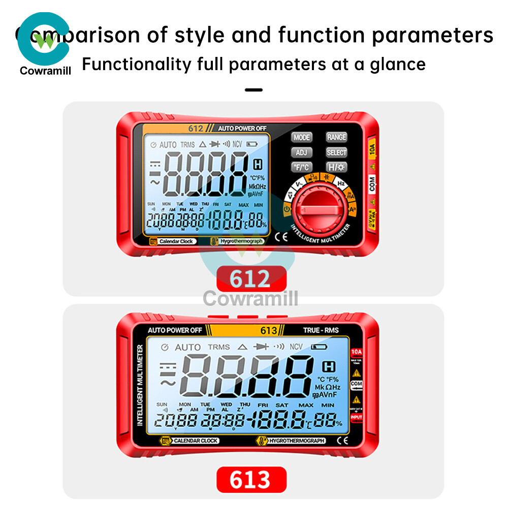 ANENG 612 613 AC/DC Digital Multimeter 4000Counts Calendar Temp Humidity Display