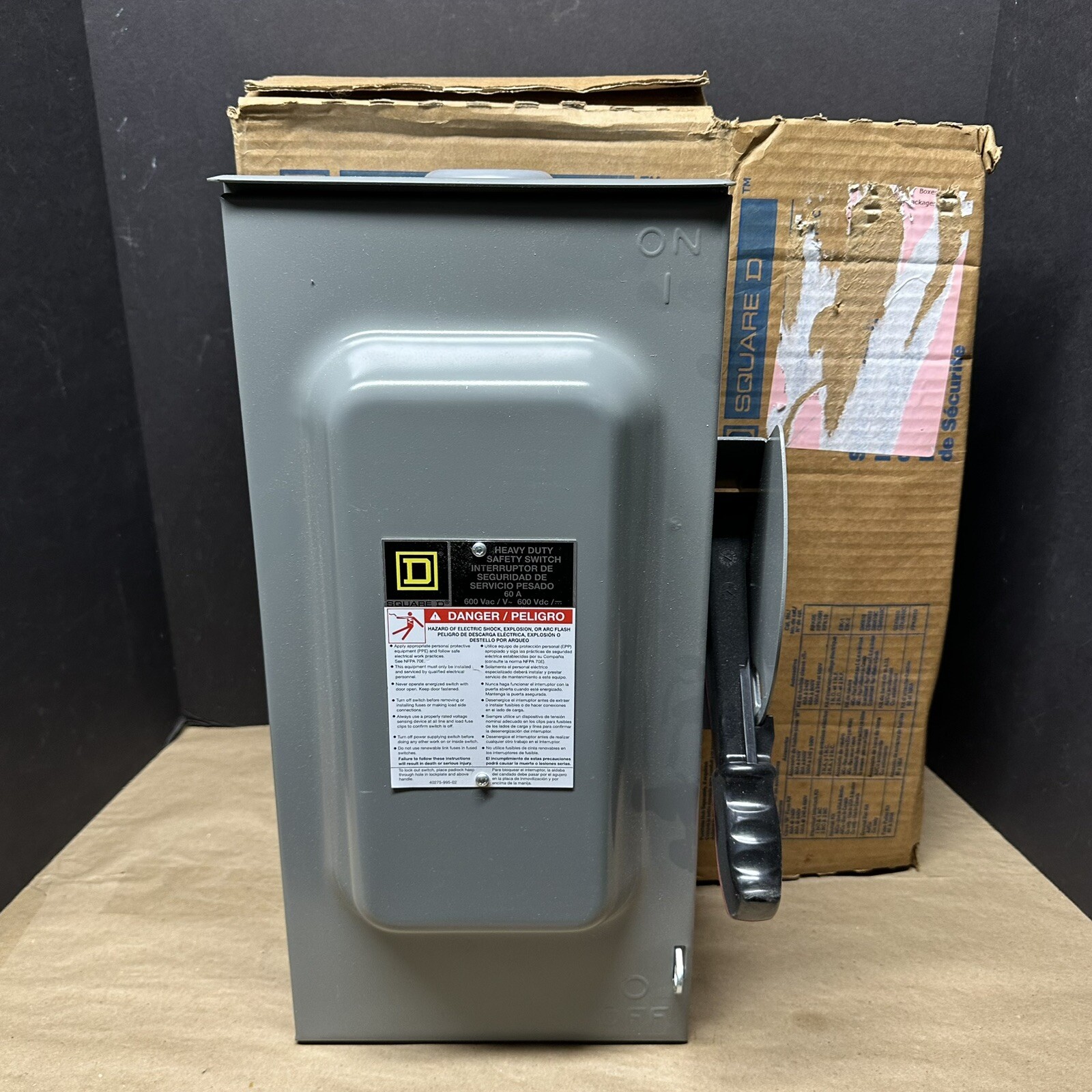 NEW SQUARE D HU362RB NON-FUSED SAFETY SWITCH 3R OUTDOOR 60 A 600 V