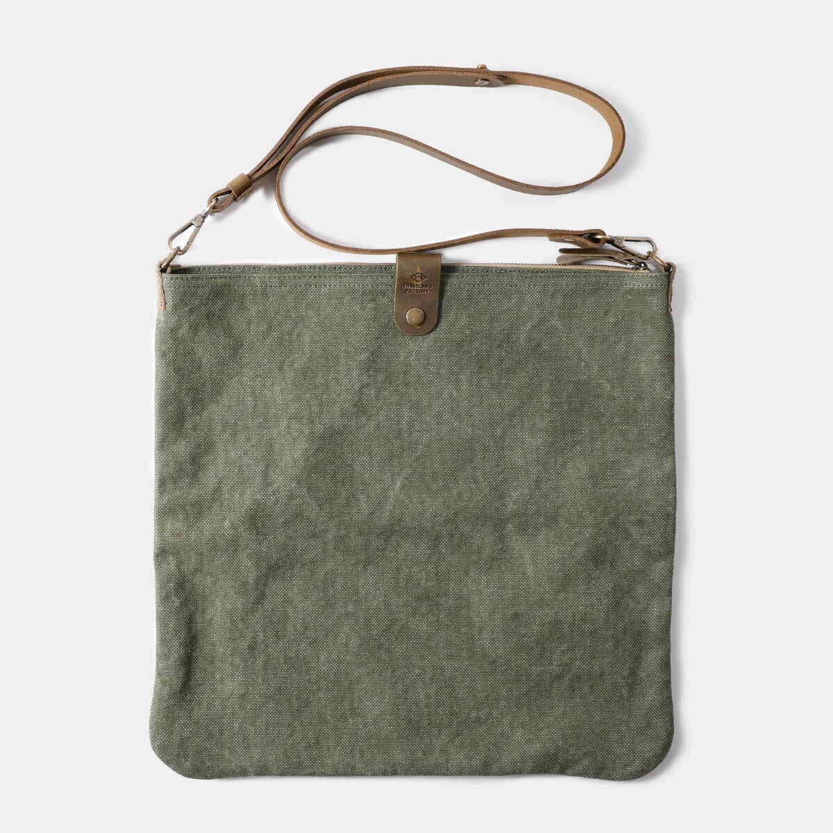 TRAVELER’S FACTORY Canvas Shoulder Bag M Olive W36.5xH35.0cm,W14.3xH13.7in
