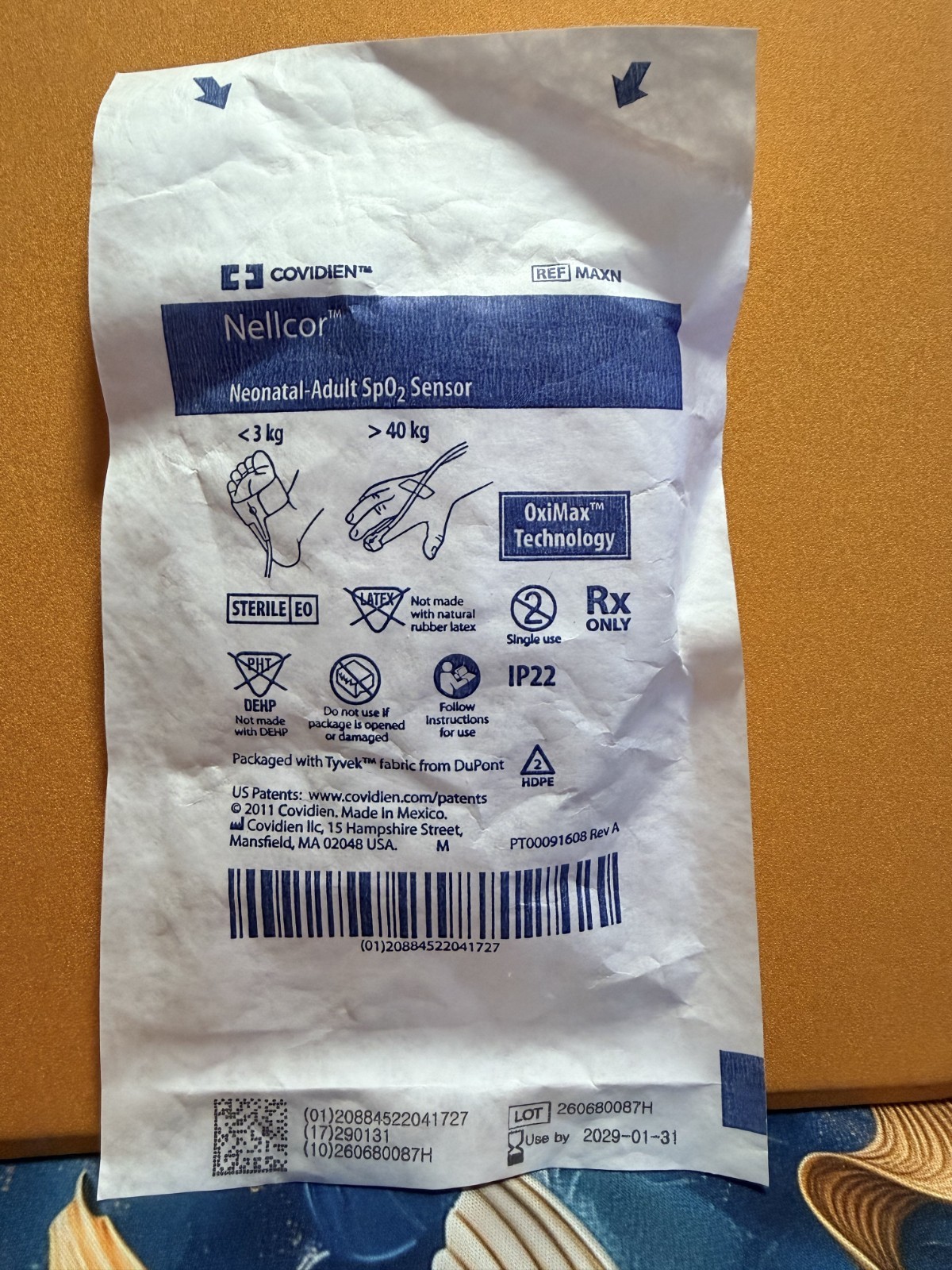 Covidien Nellcor™ Neonatal–Adult SpO₂ Sensor (MAXN)