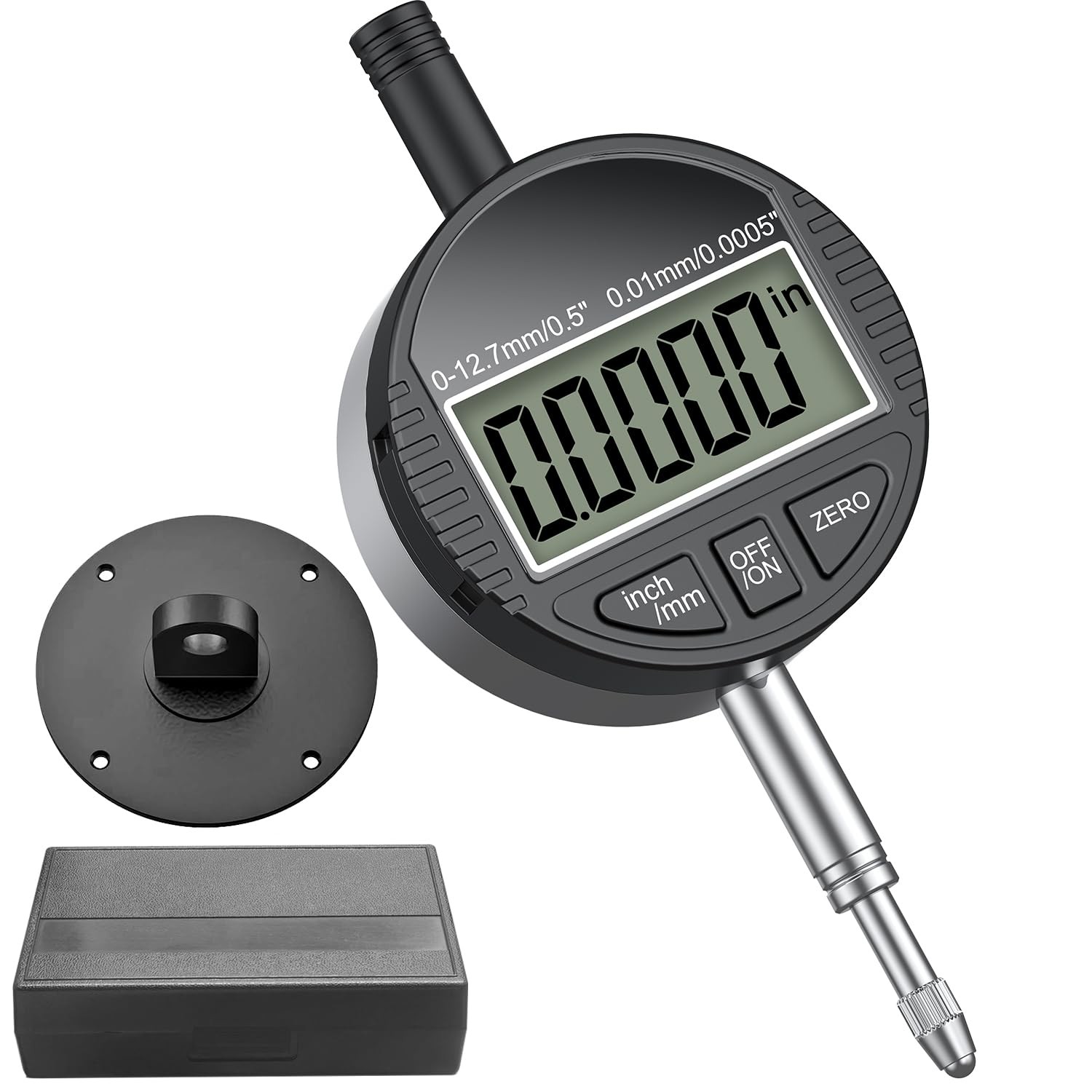 HDLNKAK Electronic Digital Dial Indicator Gauge 0-12.7mm/0.5” Inch/Metric Con…
