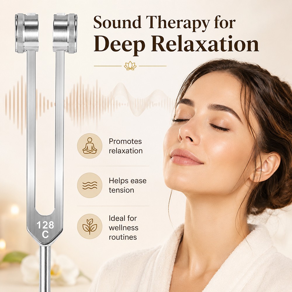128Hz Healing Tuning Fork with Silicone Hammer Sound Therapy Musical Instrument