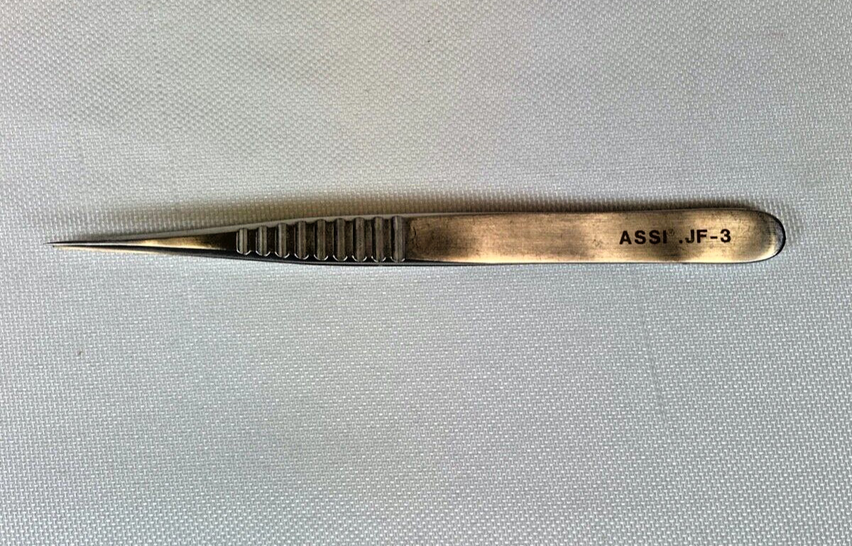 ASSI JF-3 Micro Surgery Forceps 0.3mm Tip Diam. X 4.25″ Cardiovascular