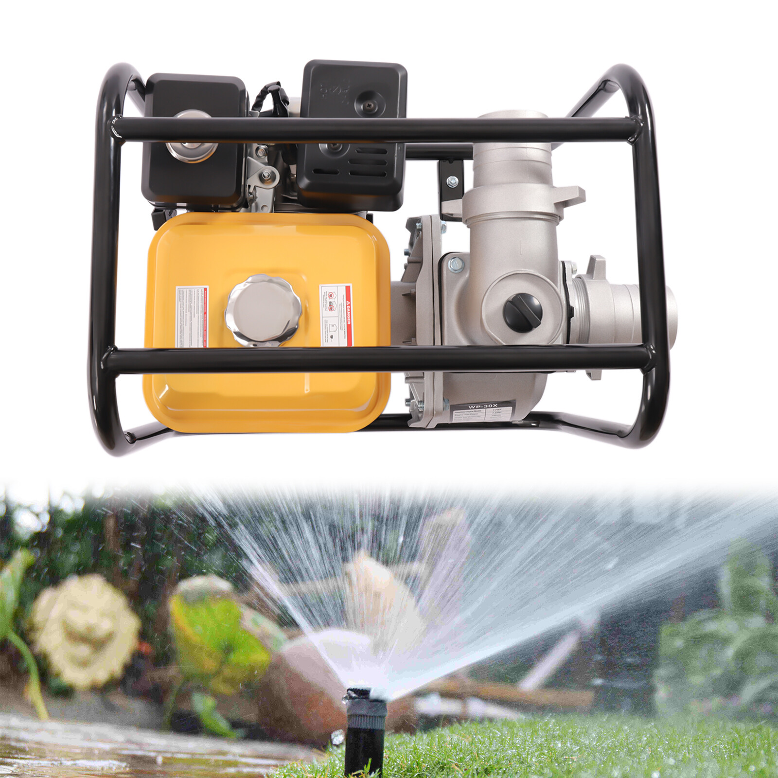 4 Stroke 7.5HP Gas Power Semi-Trash Water Pump High Pressure Garden Irrigation