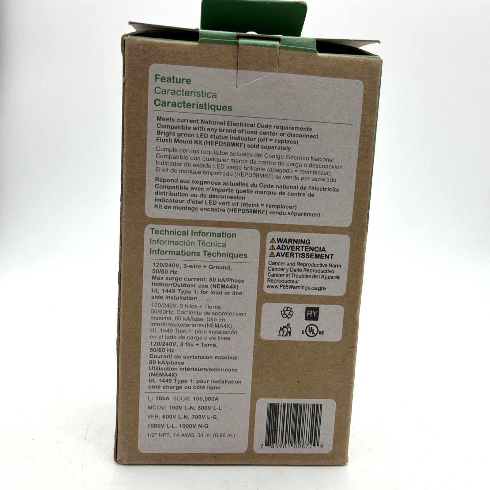 Square D HEPD80 80kA Whole Home Surge Protective Device SPD Type 1 120/240V NEW