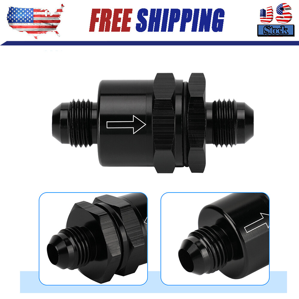 6AN Non Return One Way Inline Check Valve Fitting Aluminum-Black