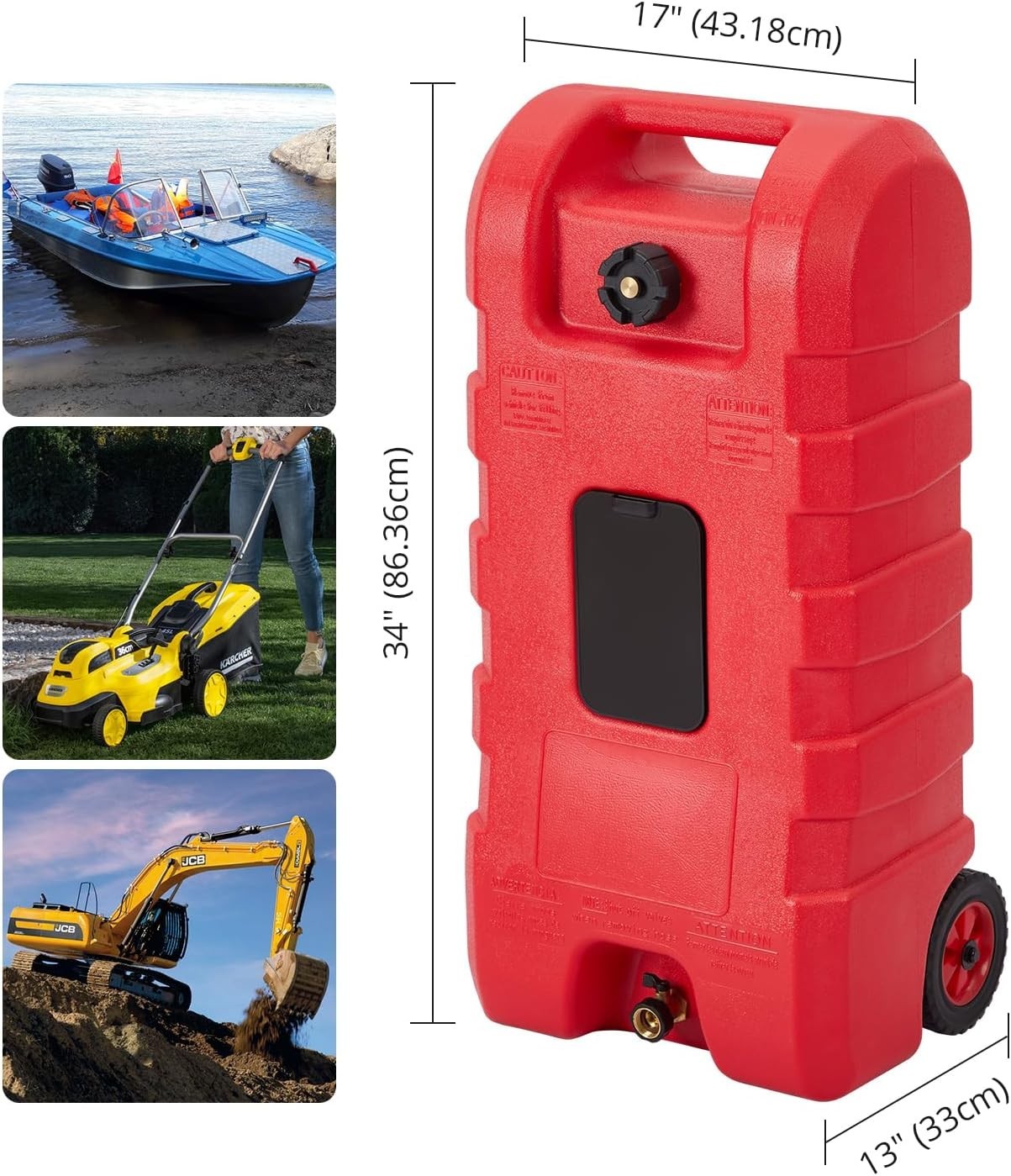 15 Gallon Fuel Caddy Portable Gas Fuel Tank,Gas Can with Manual Transfer Nozzle
