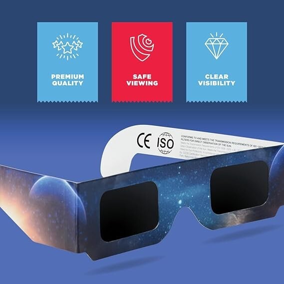 Solar Eclipse Glasses – Solar Filters Glasses CE and ISO Certified 2024 5-Pack