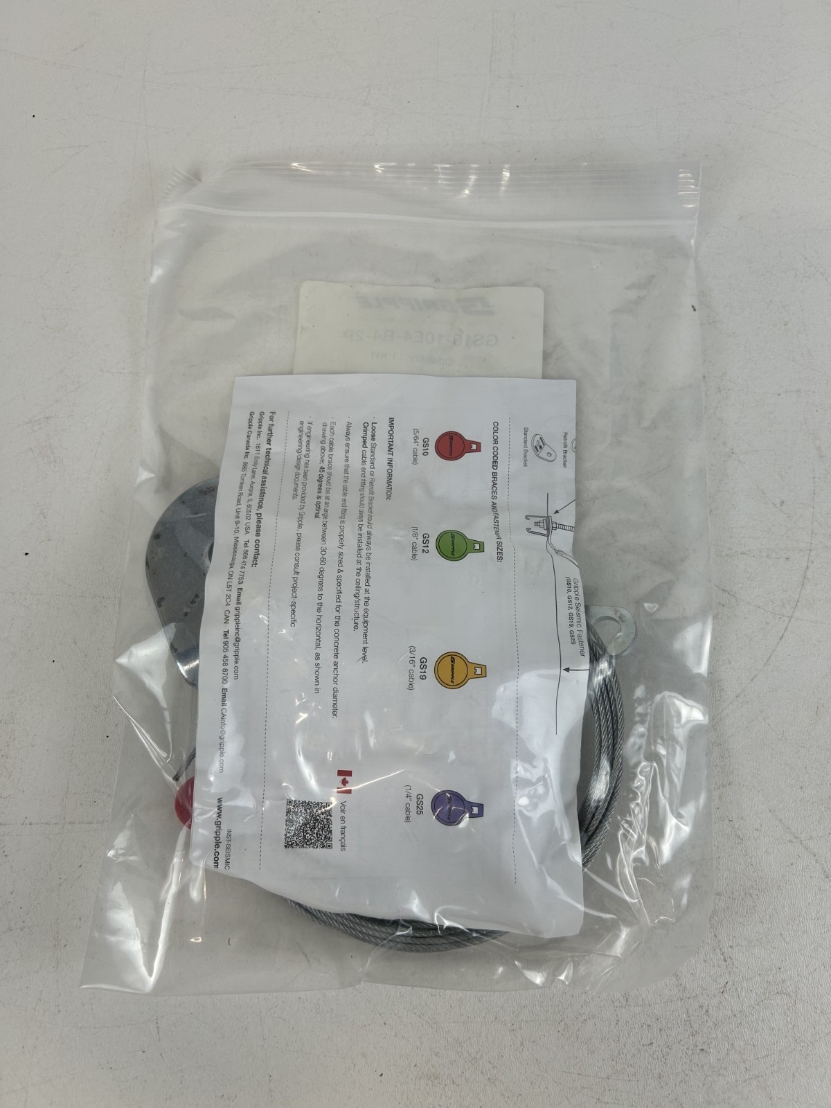 Gripple GS10-10E4-R4-2P Seismic Restraint Kit, 5/64″ X 10′