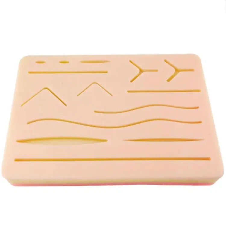 14 Cuts Suture Training Kit – Medical Silicone Suture Practice Pad with Wounds