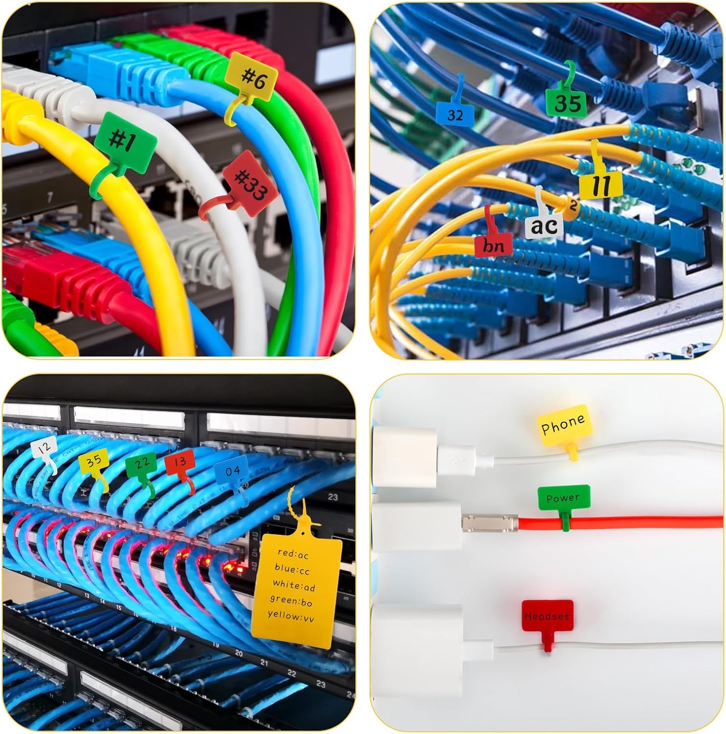 Cable 0.98×0.6 inches (small), 3.93×3.14 (large), Multicolored(104pcs)