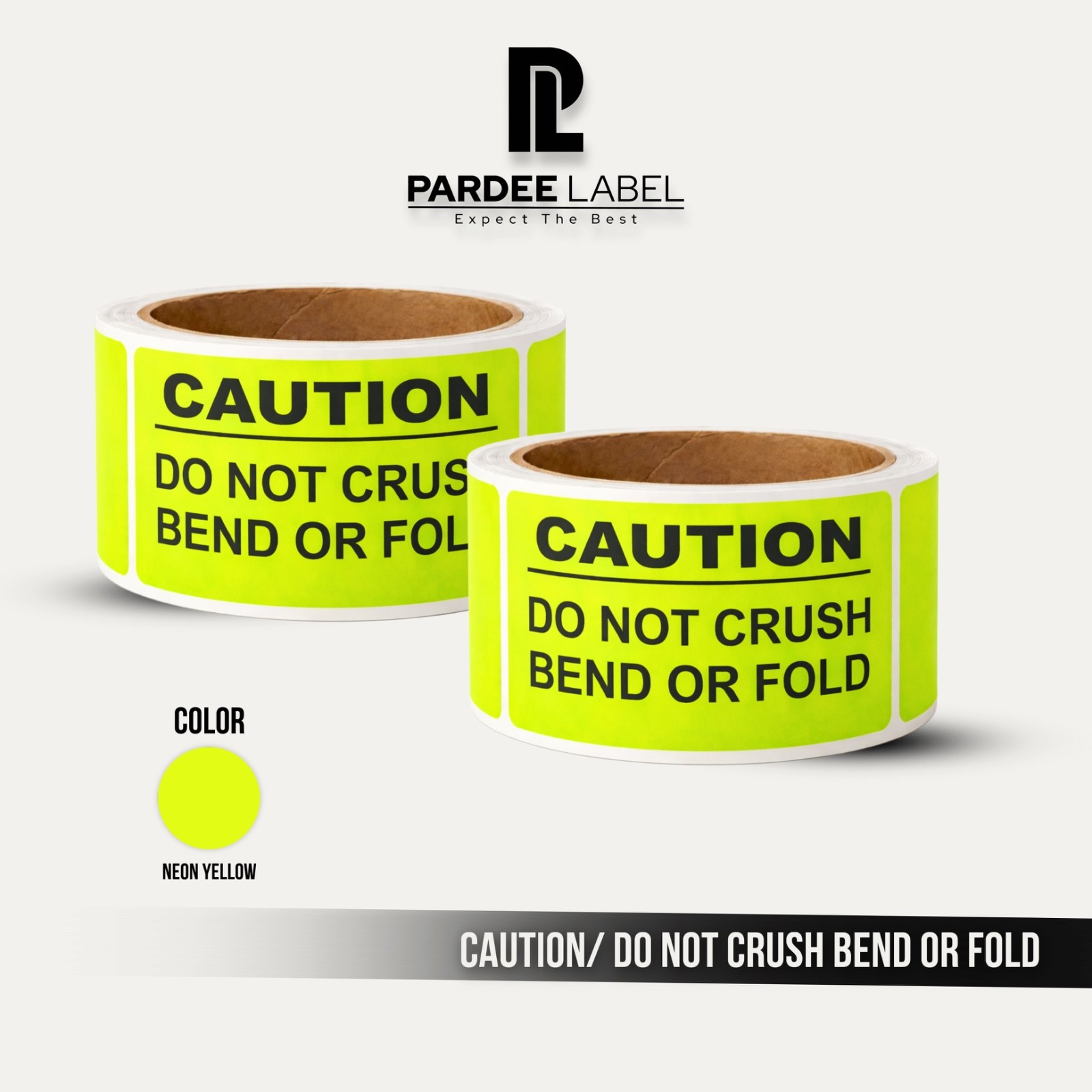 Neon Yellow Caution Labels 2×3 – 250 Warning Labels Per Roll