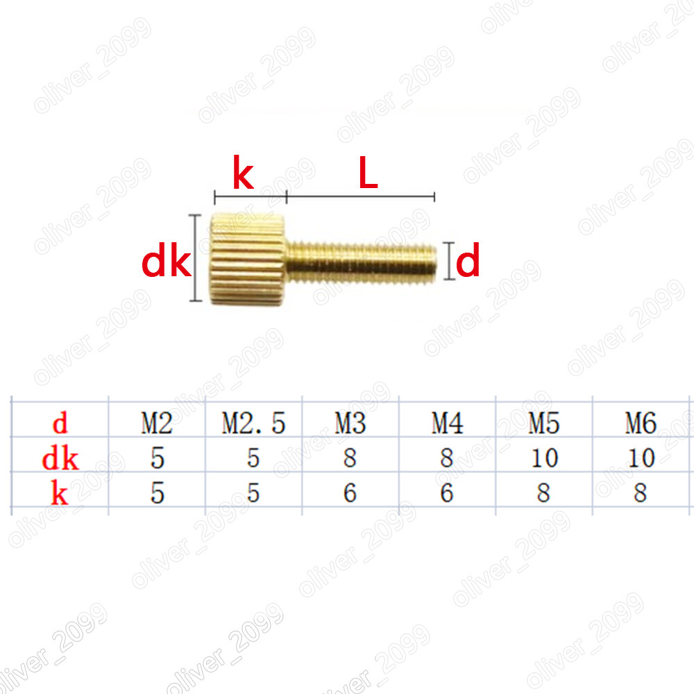 Brass Thumb Screws Knurled Flat Head M2 M2.5 M3 M4 M5 M6