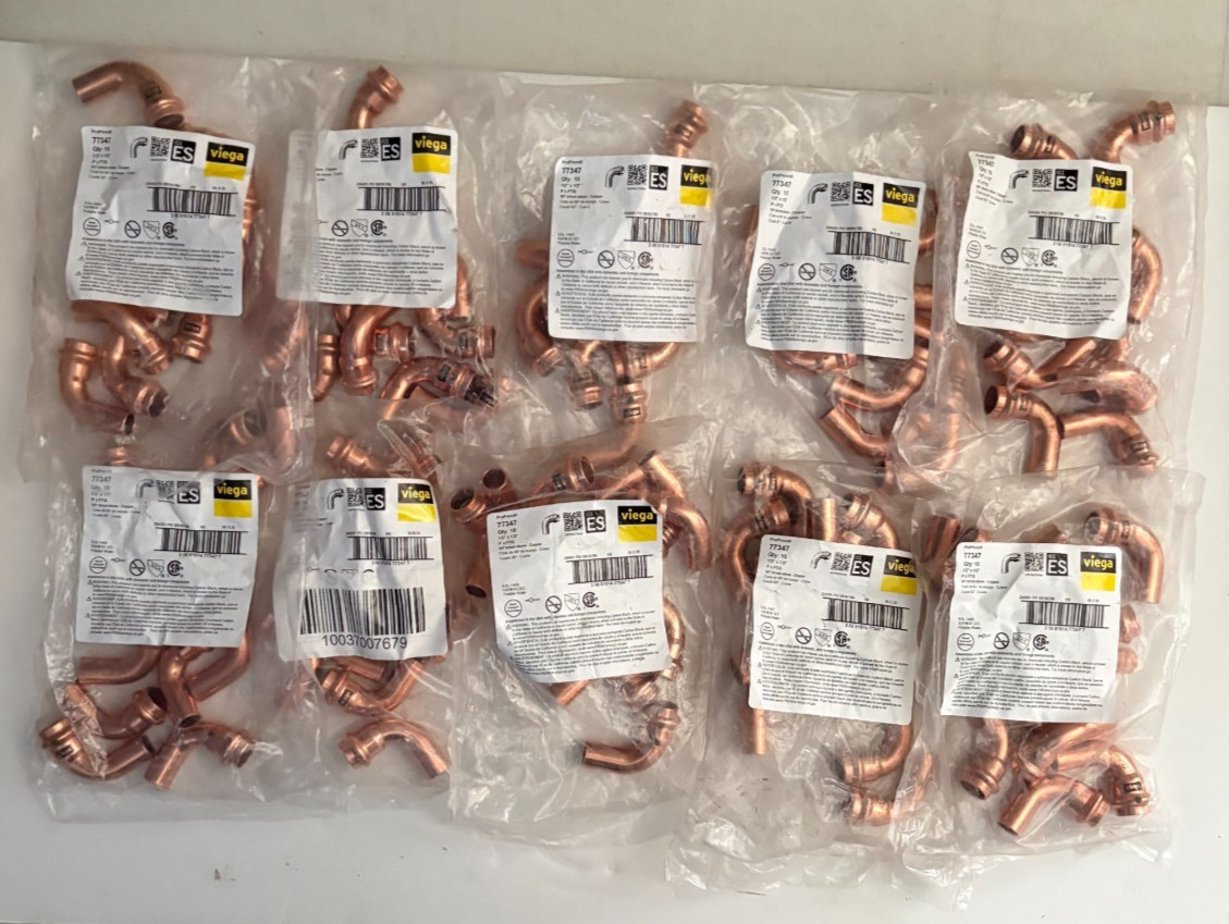 Lot of 10 Viega ProPress 1/2 in. Press x 1/2 in. FTG 90-Degree Street Elbow 10PK