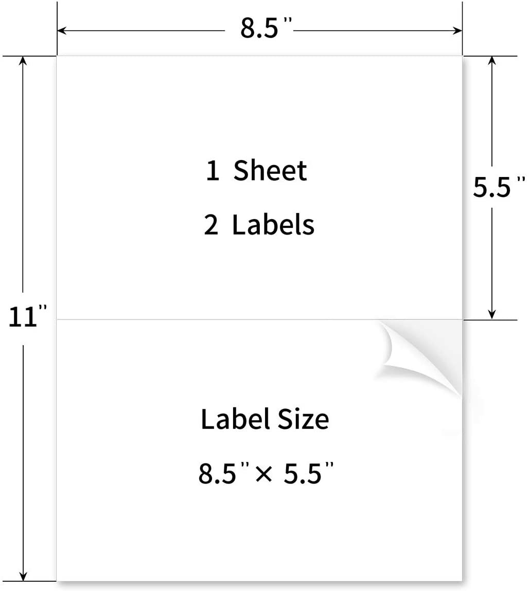 400 Shipping Labels Half Sheet Print STRONG ADHESIVE 5-1/2″ x 8-1/2″ Laser Ebay