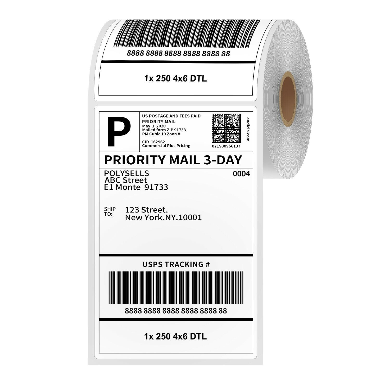 4″x6″ Roll Direct Thermal Shipping Labels for Zebra&Rollo Printers 1/2/4/12Rolls