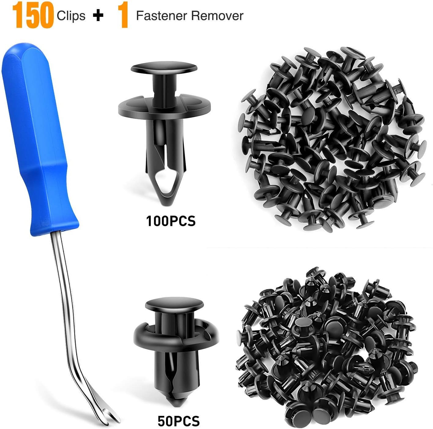 150 Pcs Push-Type Bumper Fasteners & Rivet Clips with Removal Tool