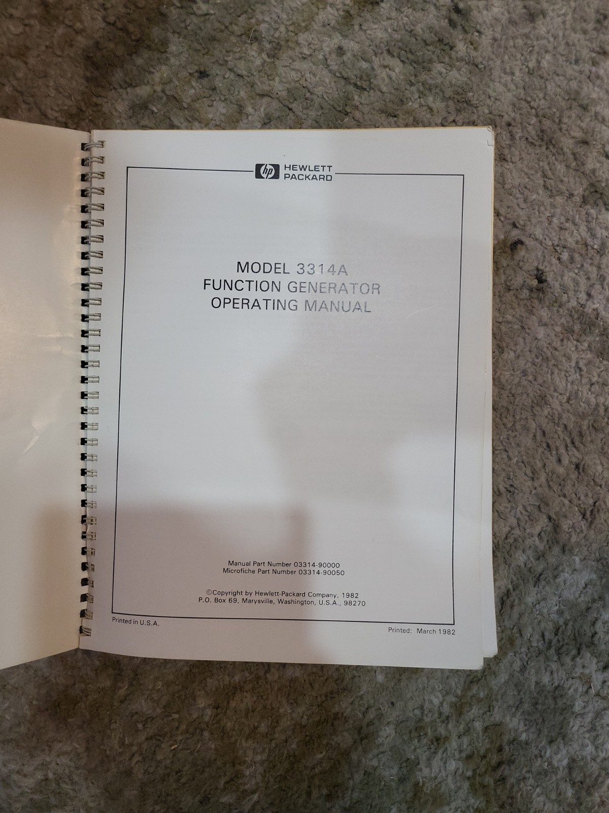 HP 03314-90000 Model 3314A Function Generator Operating Manual.