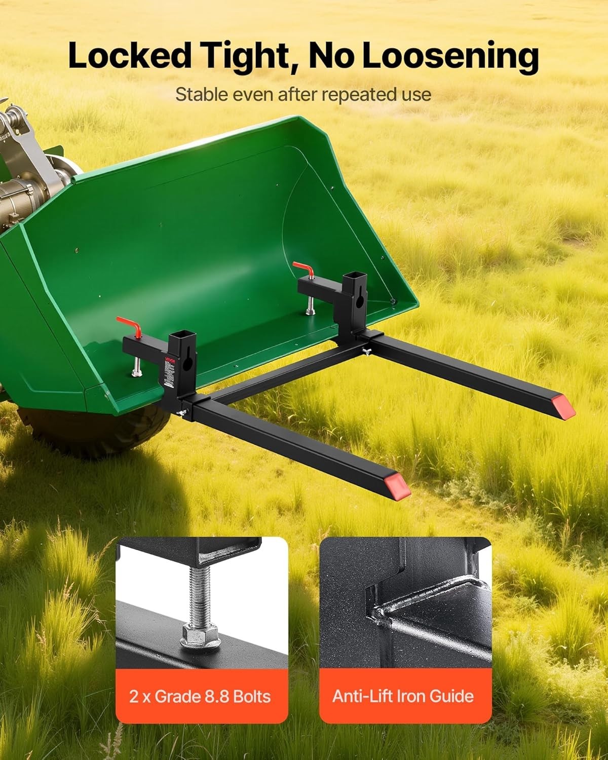 Heavy-Duty 2000 lbs Clamp-On Pallet Forks for Tractors & Skid Steers – 43-Inch
