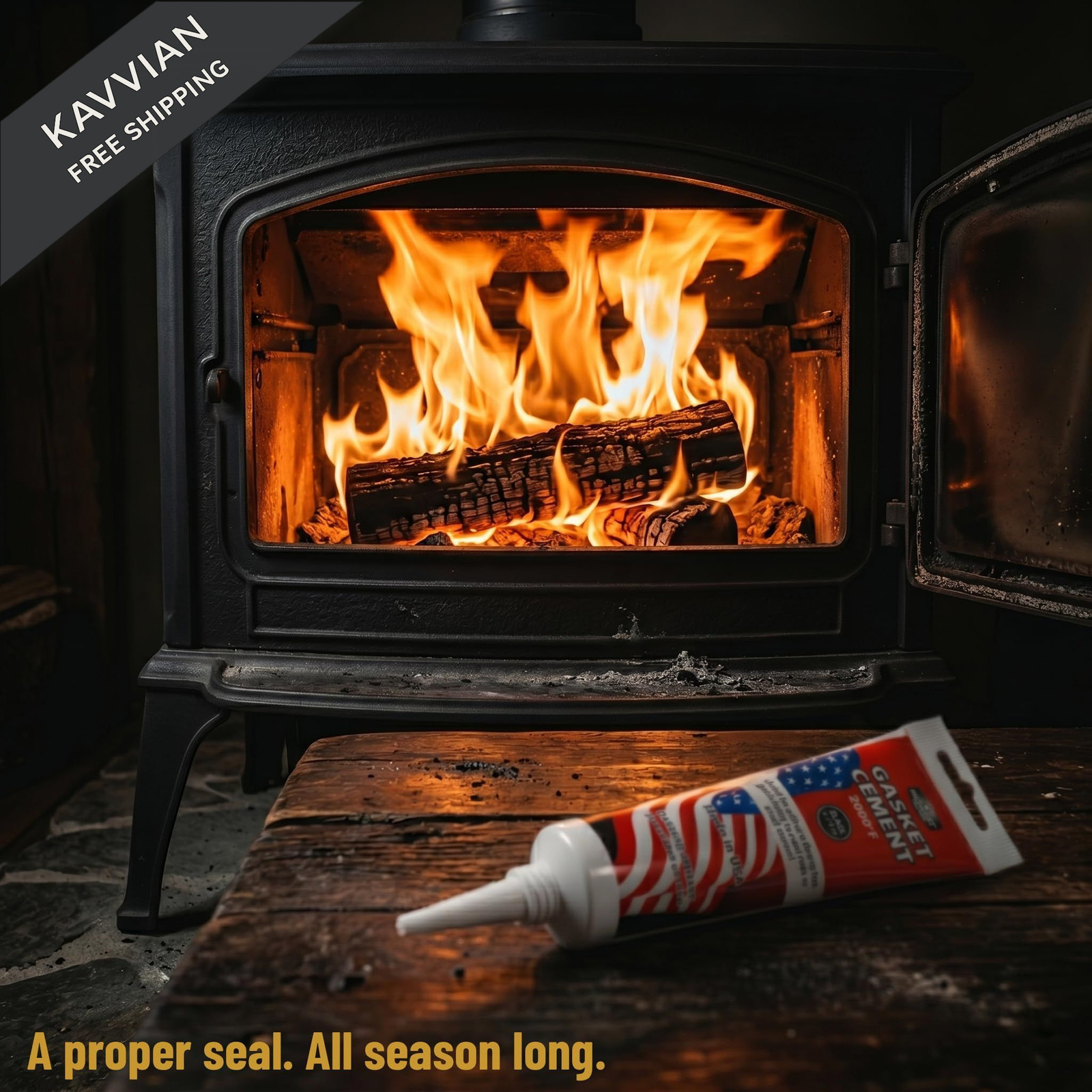 Midwest Hearth Stove Gasket Cement for Wood Stoves, Fireplaces 2.7 oz, Black
