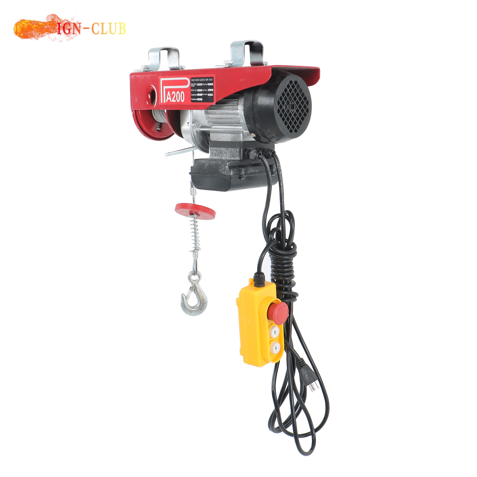 Industrial 110V Electric Winch 440LB Lifting Capacity 14FT Remote Garage Hoist