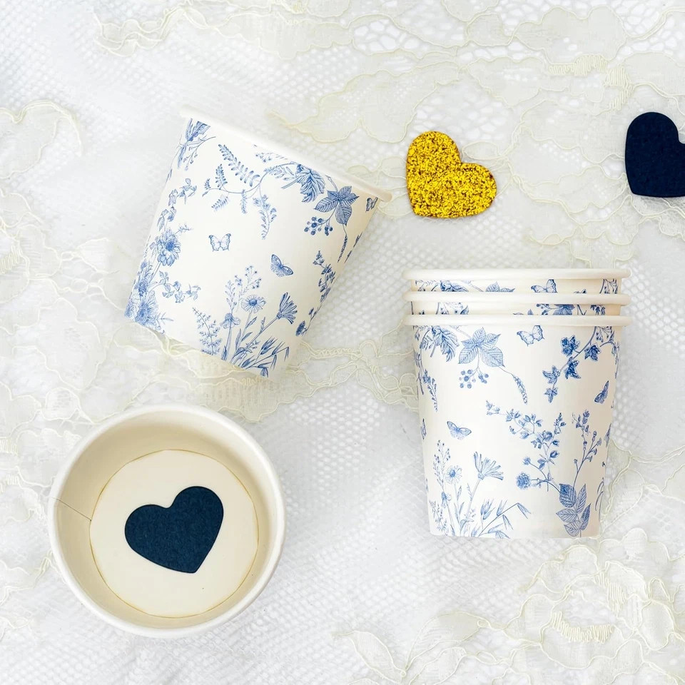 3Oz Paper Cups Dixie Cup[100 Pack], Disposable Bathroom Cups, Elegant Blue Flora